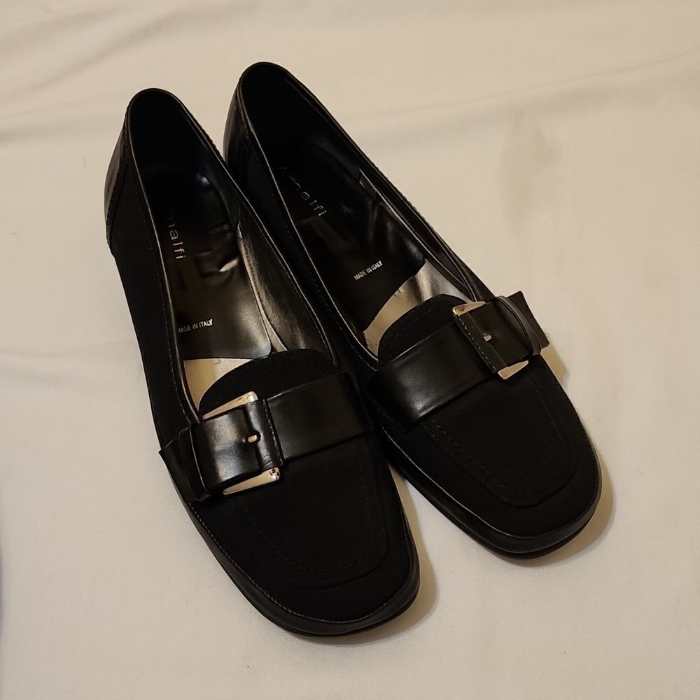 Amalfi Black Fabric Leather slip on Loafer 8.5
